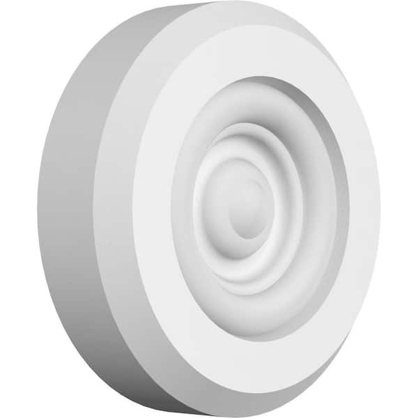 Ekena Millwork 4 in. W x 4 in. H x 1 in. P Standard Grayson Bullseye Rosette with Beveled Edge (2-Pack)