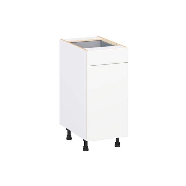Timberline 15 in. W x 24 in. D x 34.5 in. H Assembled Slab Base Kitchen Cabinet in Bright White with Drawer