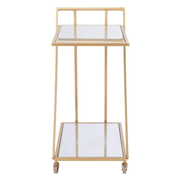 HomeSullivan Champagne Gold Finish Reef Knot Frame And Glass Top And Mirror  Bottom Bar Cart 40E085BS-07 - The Home Depot