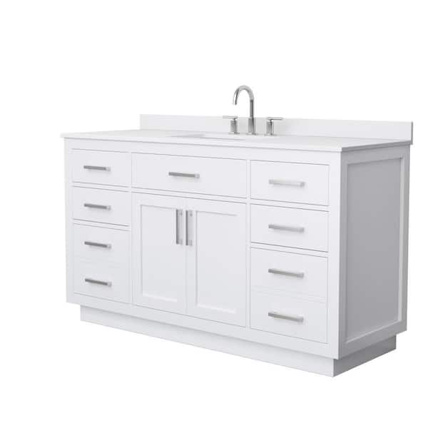 Beckett TK 60 in. Single Freestanding White Bath Vanity with White Cultured Marble Top
