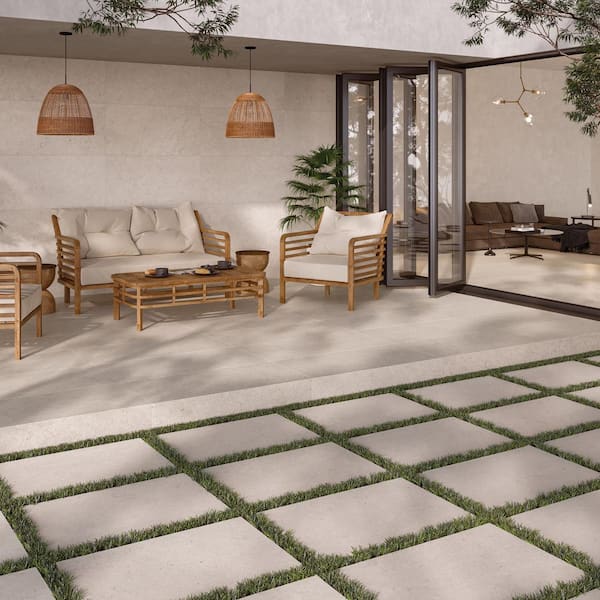 Poetry Stone Rectangle 24 in. x 48 in. Ivory Porcelain Tile (15.49 sq. ft./Case)