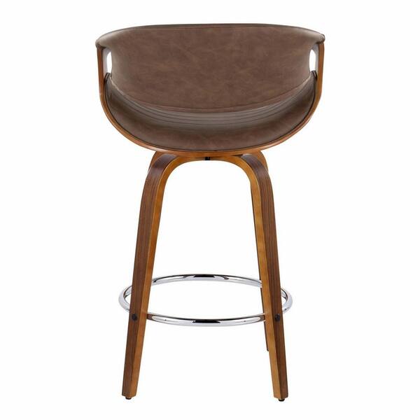 Lumisource Symphony 36 in. Espresso Faux Leather, Walnut Wood, and