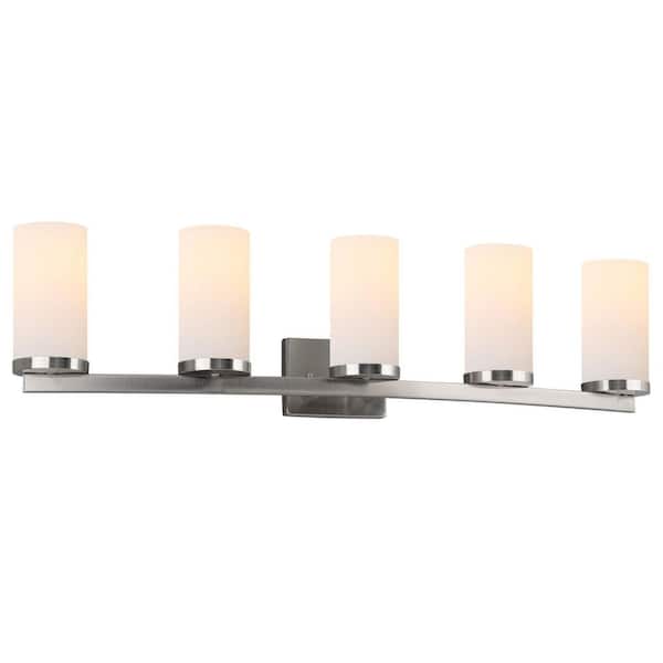 Design House Desta 38.63 in. W 5-Light Satin Nickel Vanity Light with Curved Bar