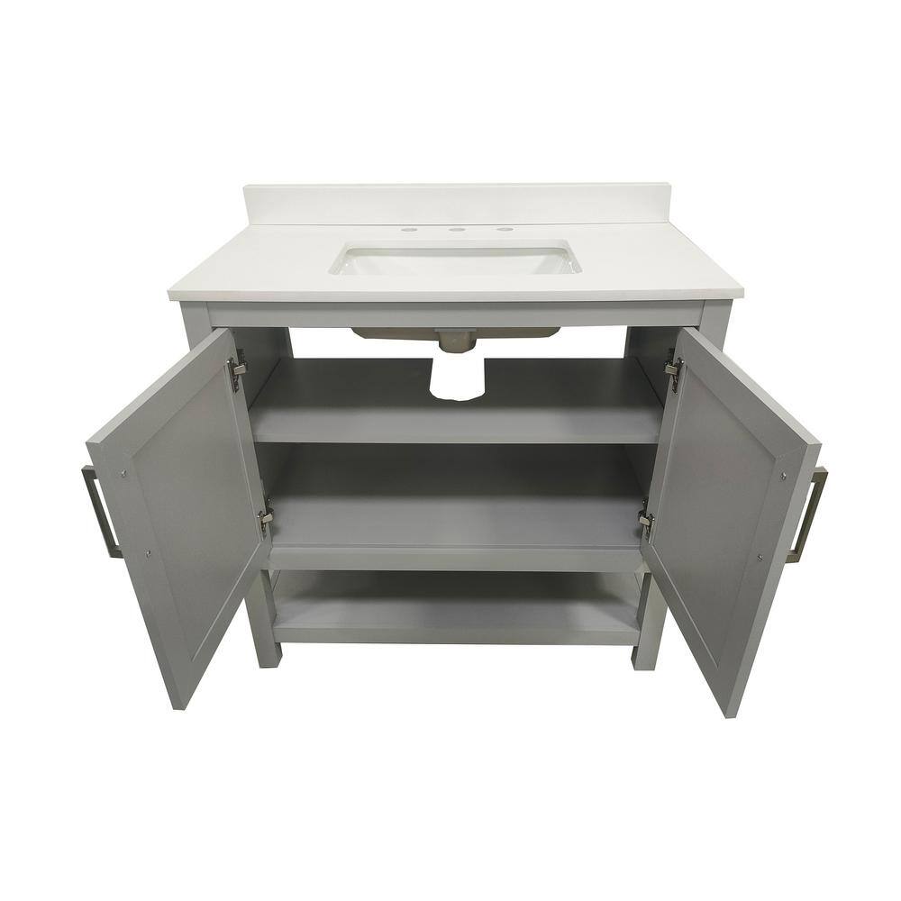 Vivien 36" Gray Bathroom Vanity with Carrara Marble and Ceramic Sink