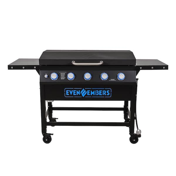 Even Embers 5 Burner Gas Griddle With Lid Gas2540as The Home Depot 