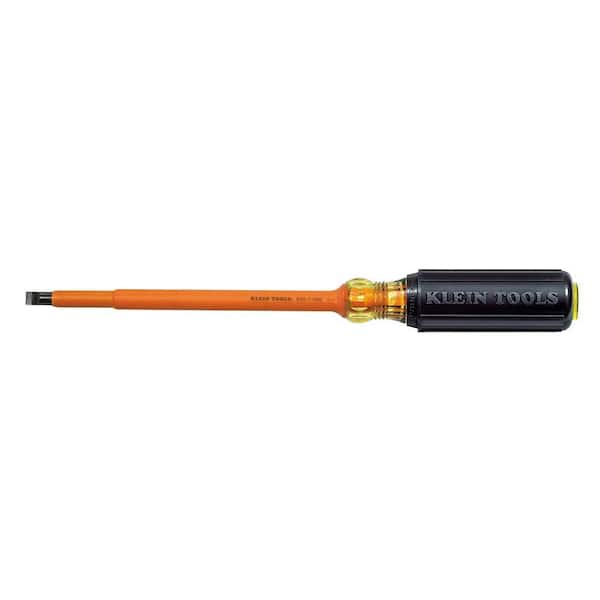 Klein Tools 5/16 in. Insulated Cabinet-Tip Flat Head Screwdriver with 7 in. Round Shank- Cushion Grip Handle