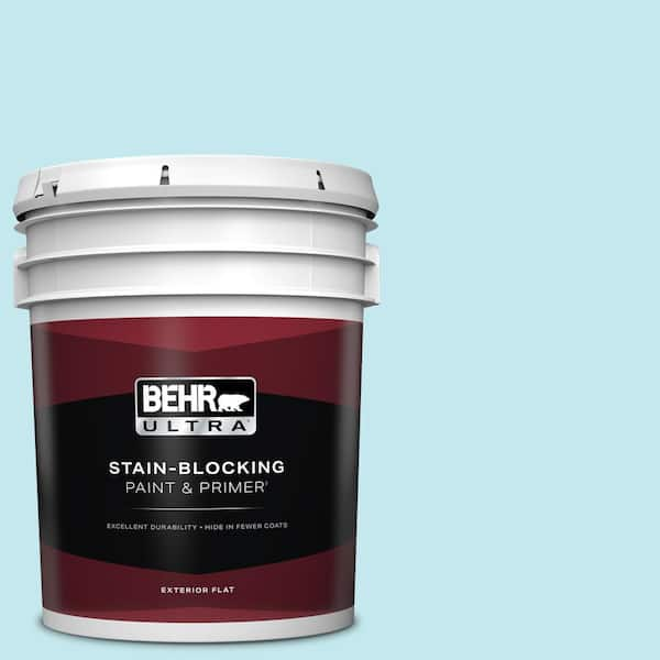 BEHR ULTRA 5 gal. #P480-1 Niagara Mist Flat Exterior Paint & Primer