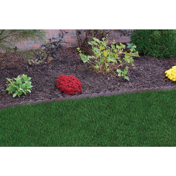 ProFlex 2 in. x 100 ft. Brown Polyethylene Scalloped Woodgrain No-Dig Edging Kit