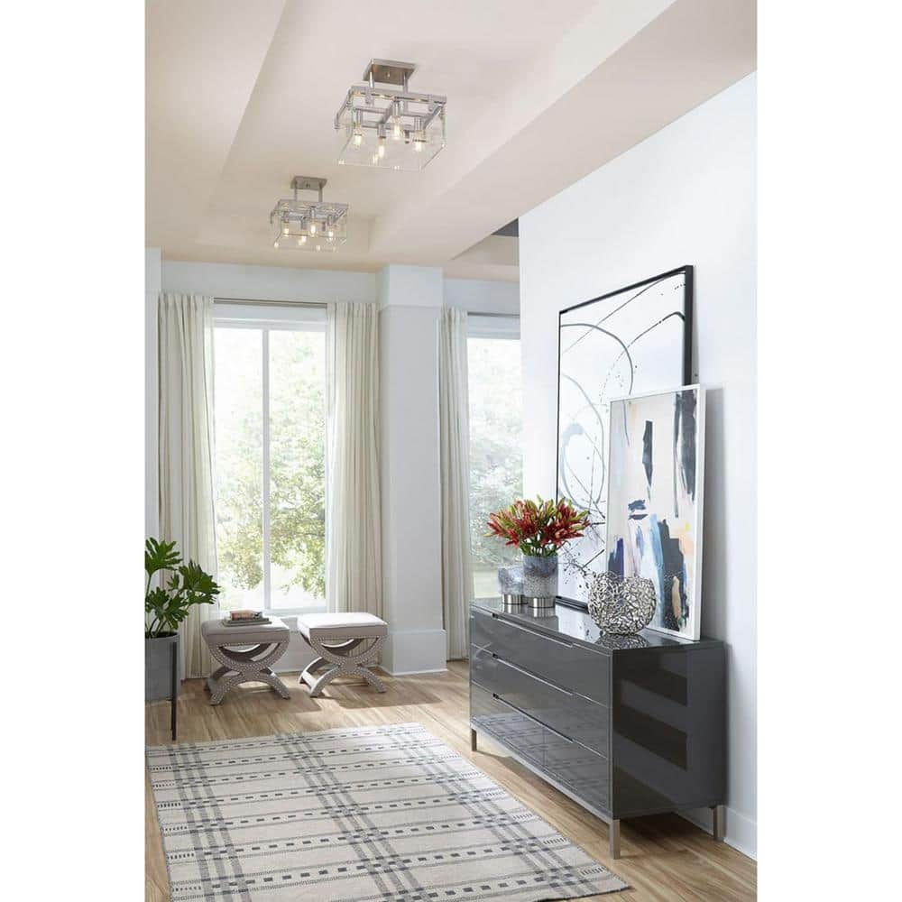 Modern Glayse 16.75" Brushed Nickel Beveled Glass Light Fixture