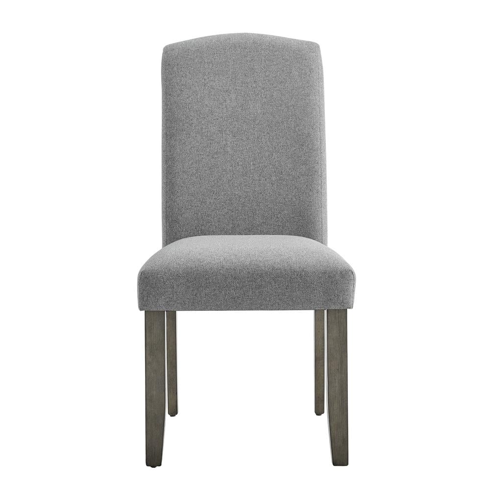 Emily Gray Upholstered Side Chair with Wood Legs