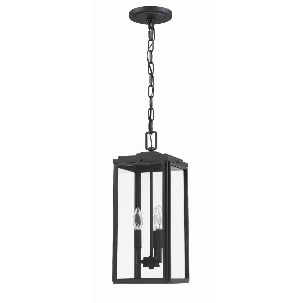 Matte Black Glass 3-Light Outdoor Pendant
