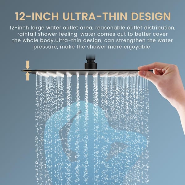 Single Handle 1-Spray 12 in. Square Rain Shower Head with Hand popular Shower Faucet in