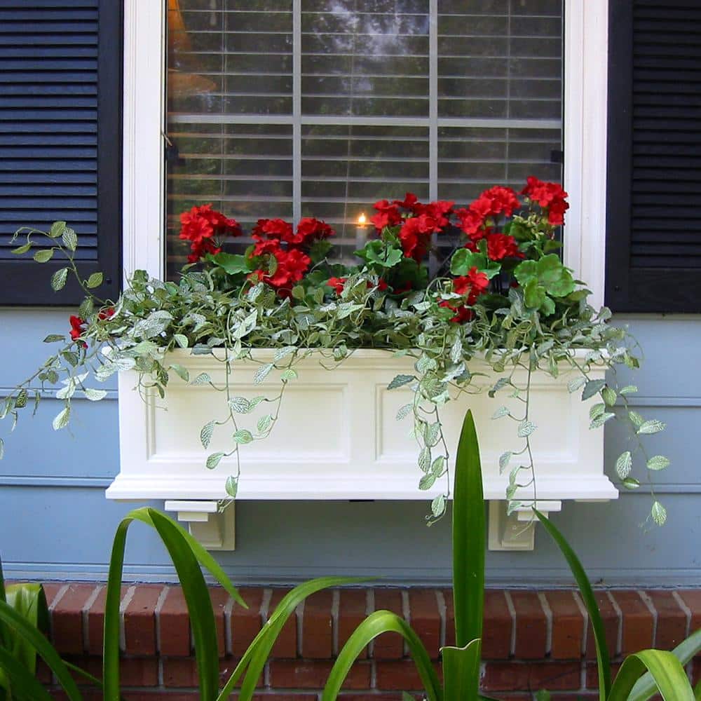White 36" Traditional Resin Self-Watering Window Box Planter