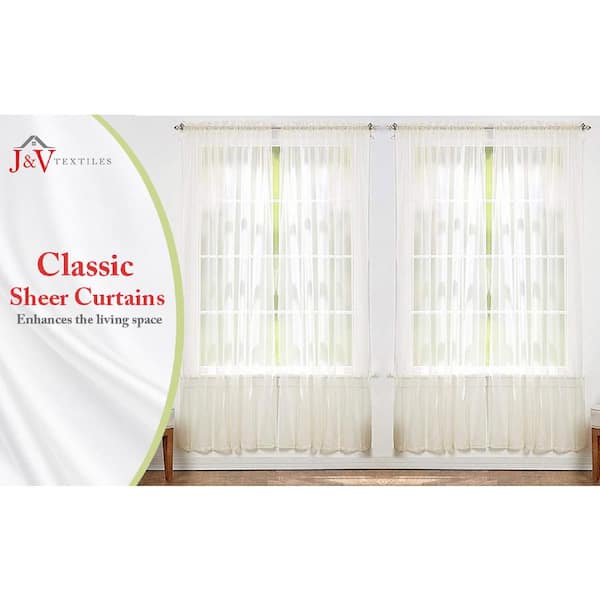 J V Textiles 84 In Beige Polyester Sheer Standard Lined Rod Pocket Curtain Panel 4 Pack Off White Linda, Can Sheer Curtains Be Lined