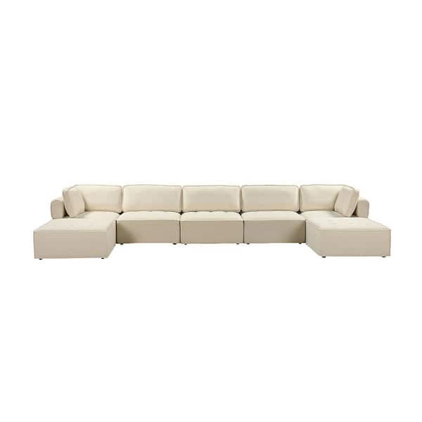 112 Wide Large Modern Upholstered L-Shaped Sectional Sofa with 4 Cushions, Mode - LightGrey