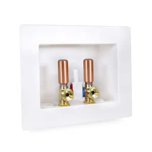 1/2 in. Push-Fit Brass Valve Fittings in White ABS Plastic washing Machine Dual Outlet Box with Hammer Arrester