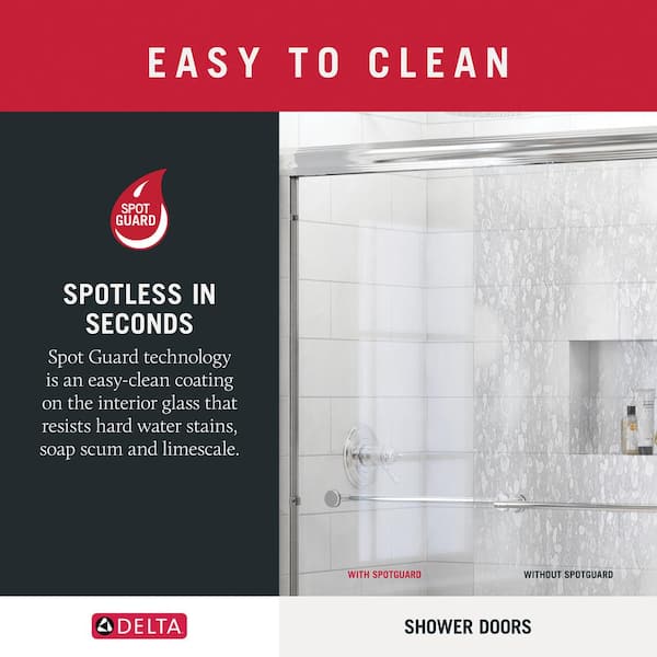 Simplicity 60 in. x 58-1/8 in. Semi-Frameless Traditional Sliding Bathtub Door in Chrome with Clear Glass