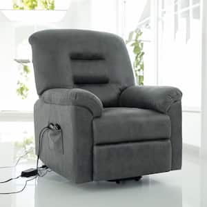 Gray Faux Leather Power Lift Recliner Chair with Massage and Remote Control and Footrest