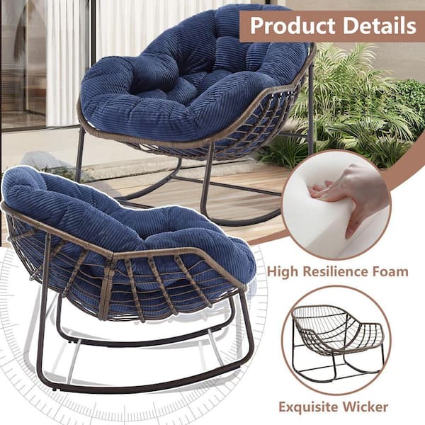 HOMEFUN Deluxe Oversized Steel Patio Rattan Wicker Padded Outdoor