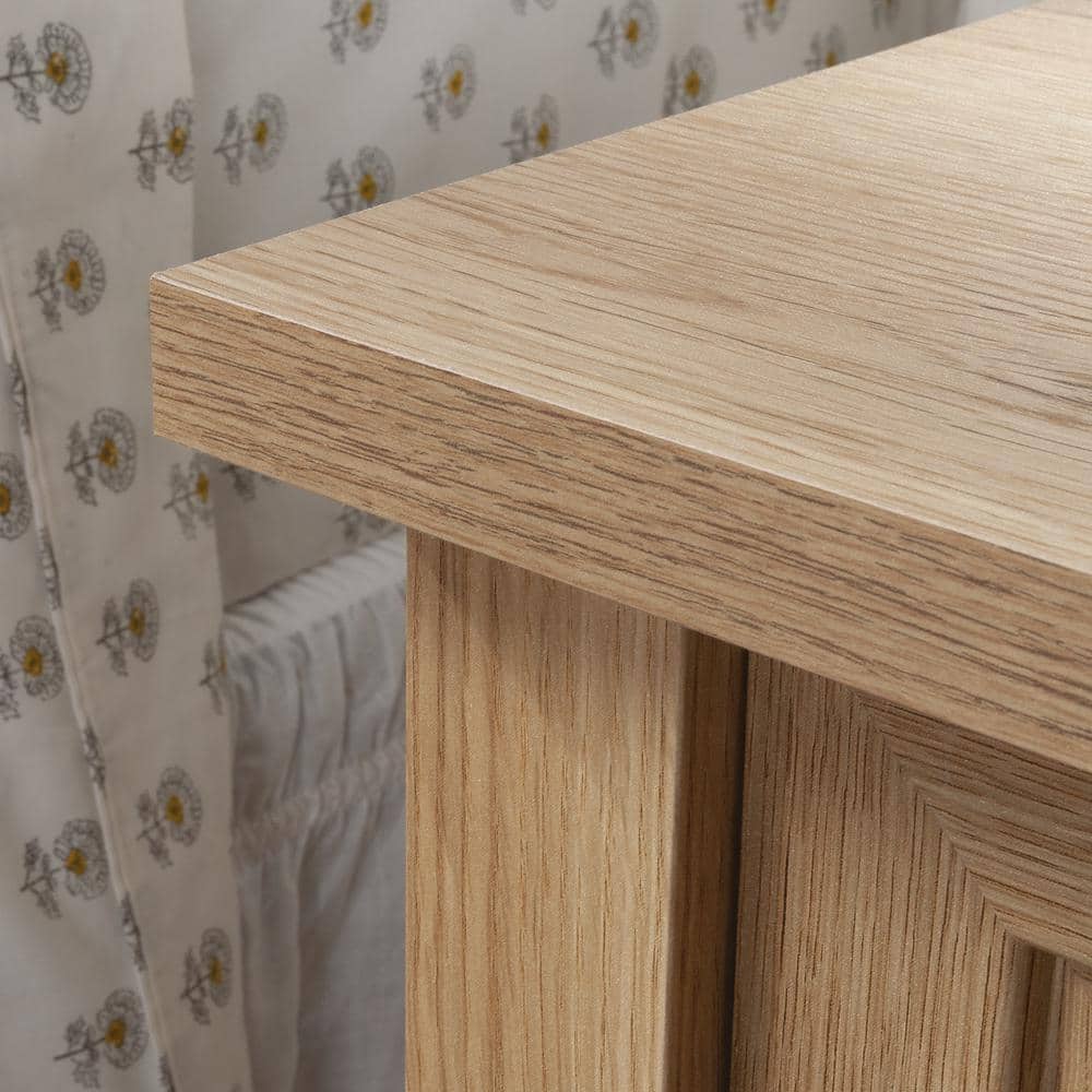 Timber Oak Farmhouse Engineered Wood Nightstand with Reversible Door