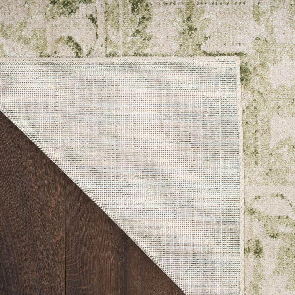 Ivory Green Synthetic Medallion 3'3" x 5' Machine Washable Area Rug