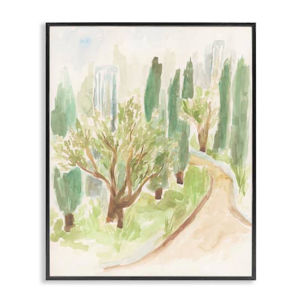 Stupell Industries Abstract Road with Trees by June Erica Vess Black Framed Nature Giclee Art Print 20 in. x 16 in.