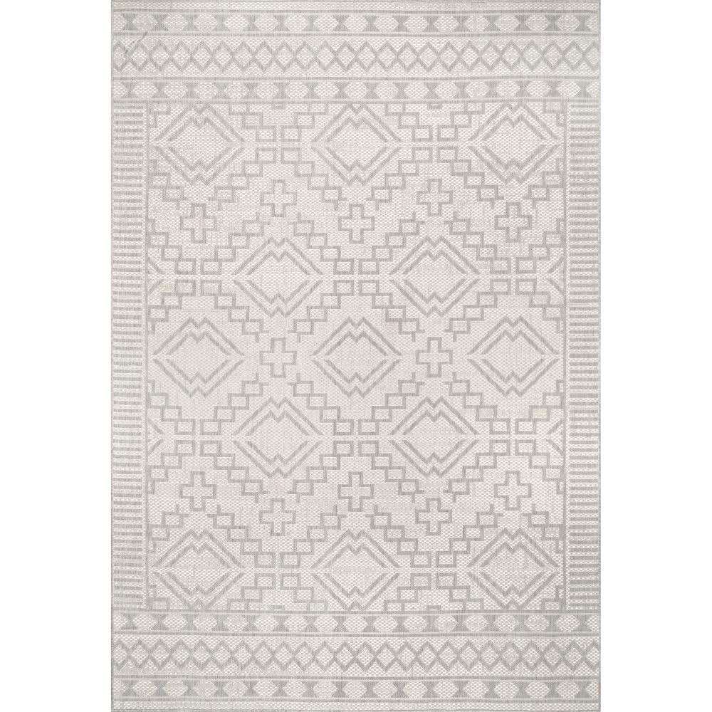 Gray Synthetic Flat Woven Indoor/Outdoor Area Rug