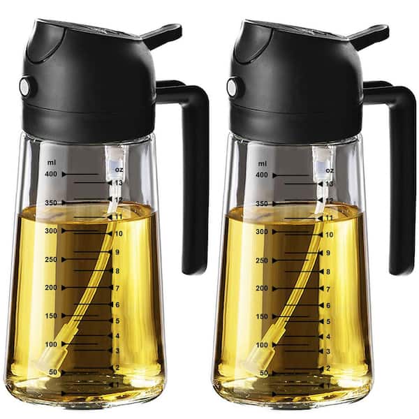 Wudkey Glass Black 2-in-1 Olive Oil Sprayer and Dispenser Bottle