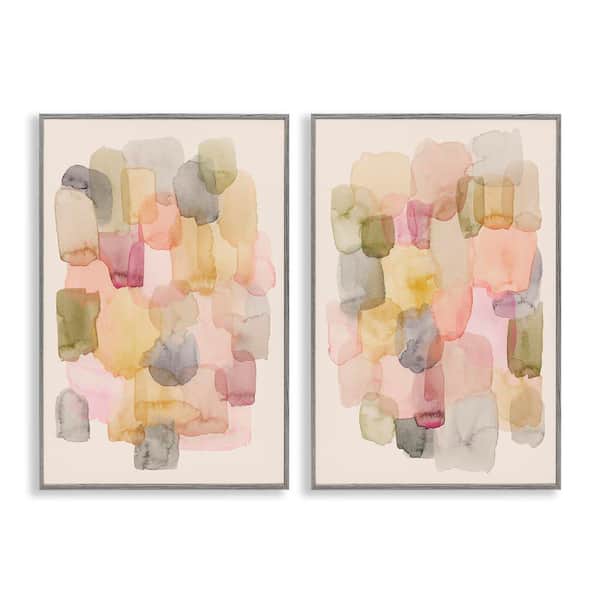 Stupell Industries Muted Layered Neutrals by Grace Popp 2 Pieces Gray Framed Abstract Giclee Art Print 30 in. x 20 in.