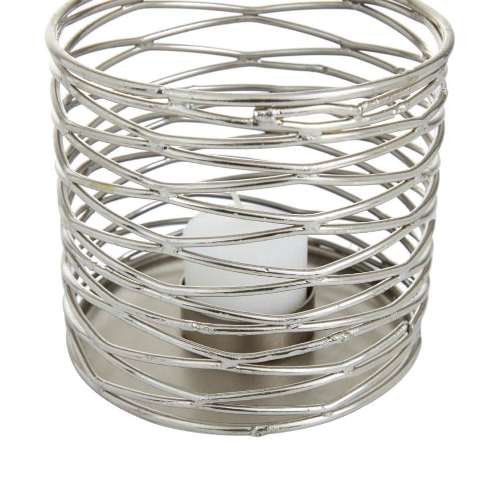 Elegant Silver Geometric Votive Candle Holders, Set of 3