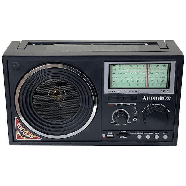 Audiobox Rechargeable Solar Radio in Black RX-5BT - The Home Depot
