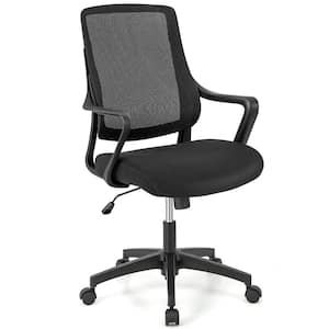 Mesh Adjustable Height Ergonomic Task Chair Swivel Computer Mesh Office Chair in Black with Arms