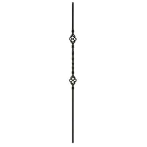 44 in. x 1/2 in. Satin Black Double Basket Hollow Iron Baluster