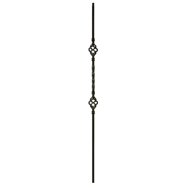 WM Coffman 44 in. x 1/2 in. Satin Black Double Basket Hollow Iron Baluster