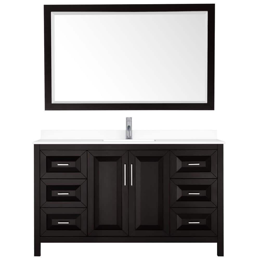 Daria 60 in. W x 22 in. D Single Vanity in Dark Espresso with Cultured Marble Vanity Top in White with Basin and Mirror price history on PriceWatchPro