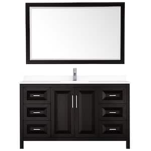 Daria 60 in. W x 22 in. D Single Vanity in Dark Espresso with Cultured Marble Vanity Top in White with Basin and Mirror