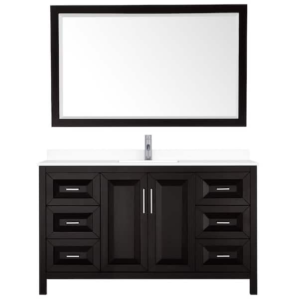 Wyndham Collection Daria 60 in. W x 22 in. D Single Vanity in Dark Espresso with Cultured Marble Vanity Top in White with Basin and Mirror