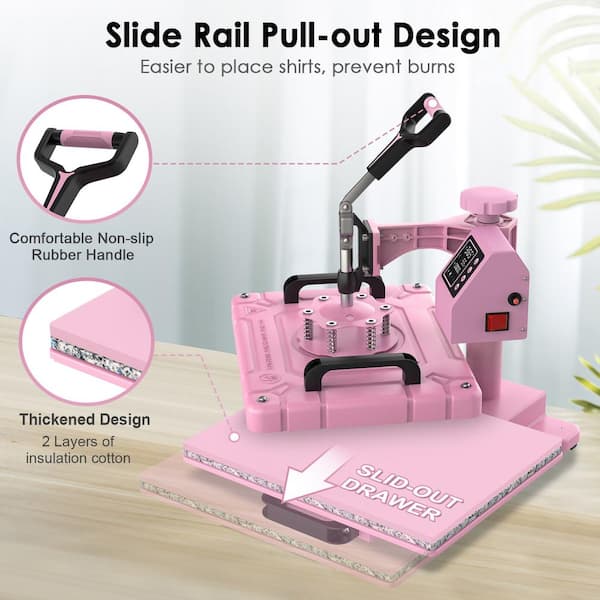 Swing Design 15 x 15 Pro Slide Out Heat Press - Pink