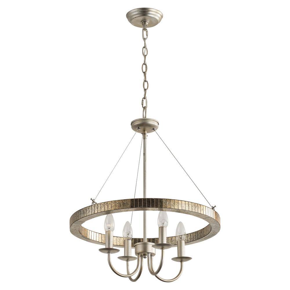 Farmhouse Brushed Nickel Wagon Wheel Candle Style Chandelier - 19.7" W x 23.6" H