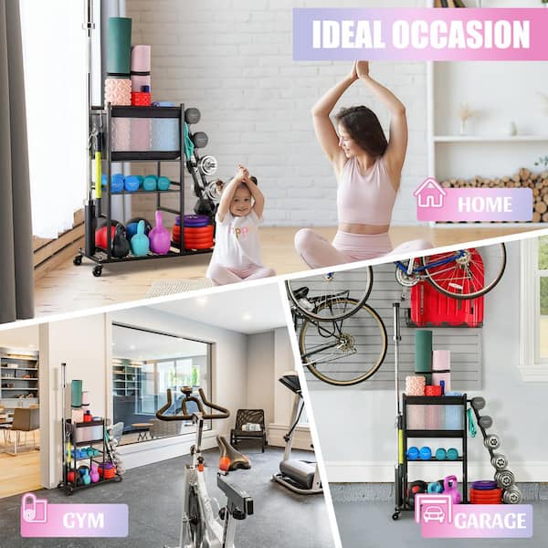 Yoga Mat Holder Wall Mount Yoga Mat Storage Rack with 3 Size Home Gym  Accessory