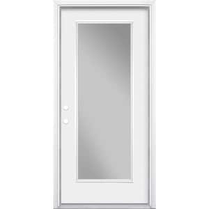 36 in. x 80 in. Premium Full Lite Right-Hand Inswing Primed Steel Prehung Front Exterior Door with Brickmold