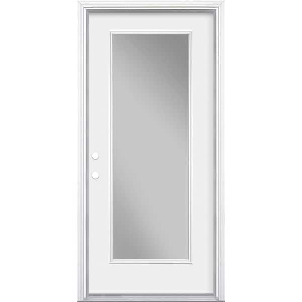 Masonite 36 in. x 80 in. Premium Full Lite Right-Hand Inswing Primed Steel Prehung Front Exterior Door with Brickmold