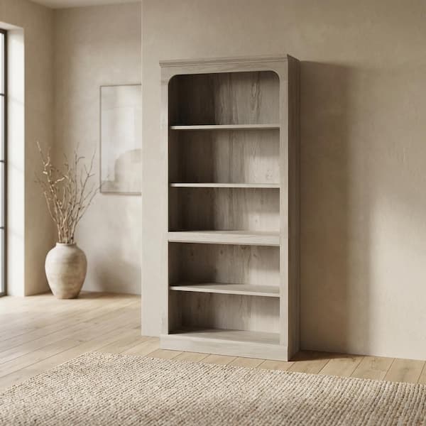 Chalked Chestnut 73 in. Tall Engineered Wood Bookcase with Adjustable Shelves