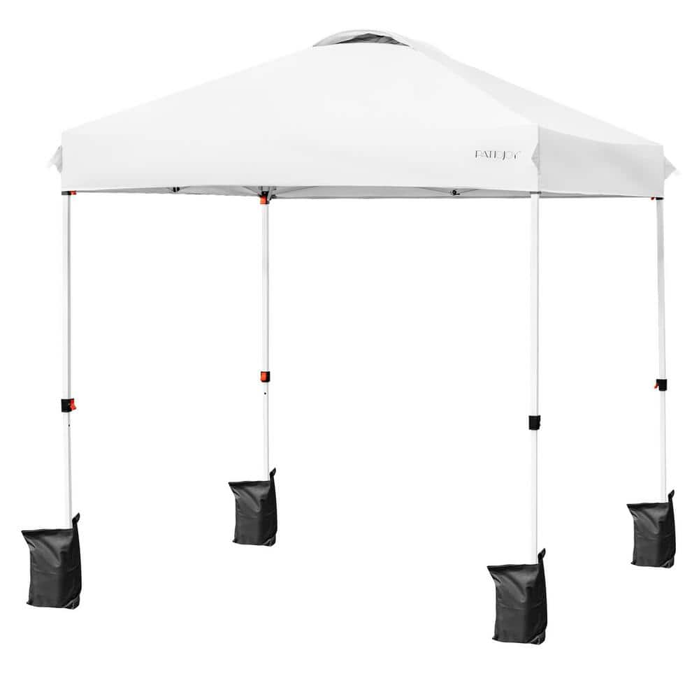 White 6.6 x 6.6 Feet Adjustable Outdoor Canopy Tent with Roller Bag