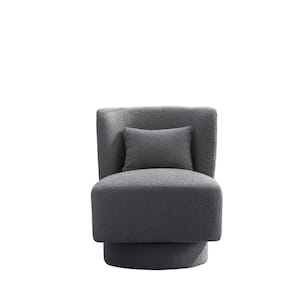23.6 in. W Gray Boucle Swivel Accent Chair for Bedroom Living Room Lounge Hotel Office