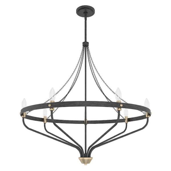 Hunter Merlin 7-Light Rustic Iron Wagon Wheel Chandelier