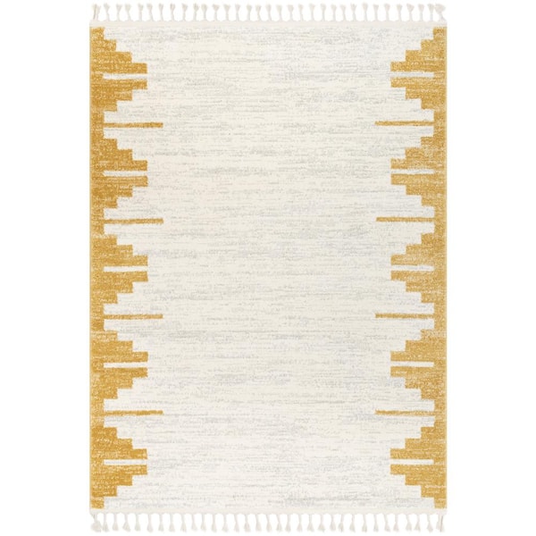 Keeler High-Quality Drop-Stitch Distressed Wavy Linear Yellow Area Rug Latitude Run Rug Size: Rectangle 5' x 6'11