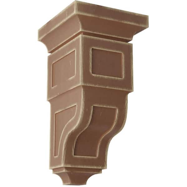 Ekena Millwork 7 in. x 14 in. x 7-3/4 in. Weathered Brown Jumbo Reyes Wood Vintage Decor Corbel