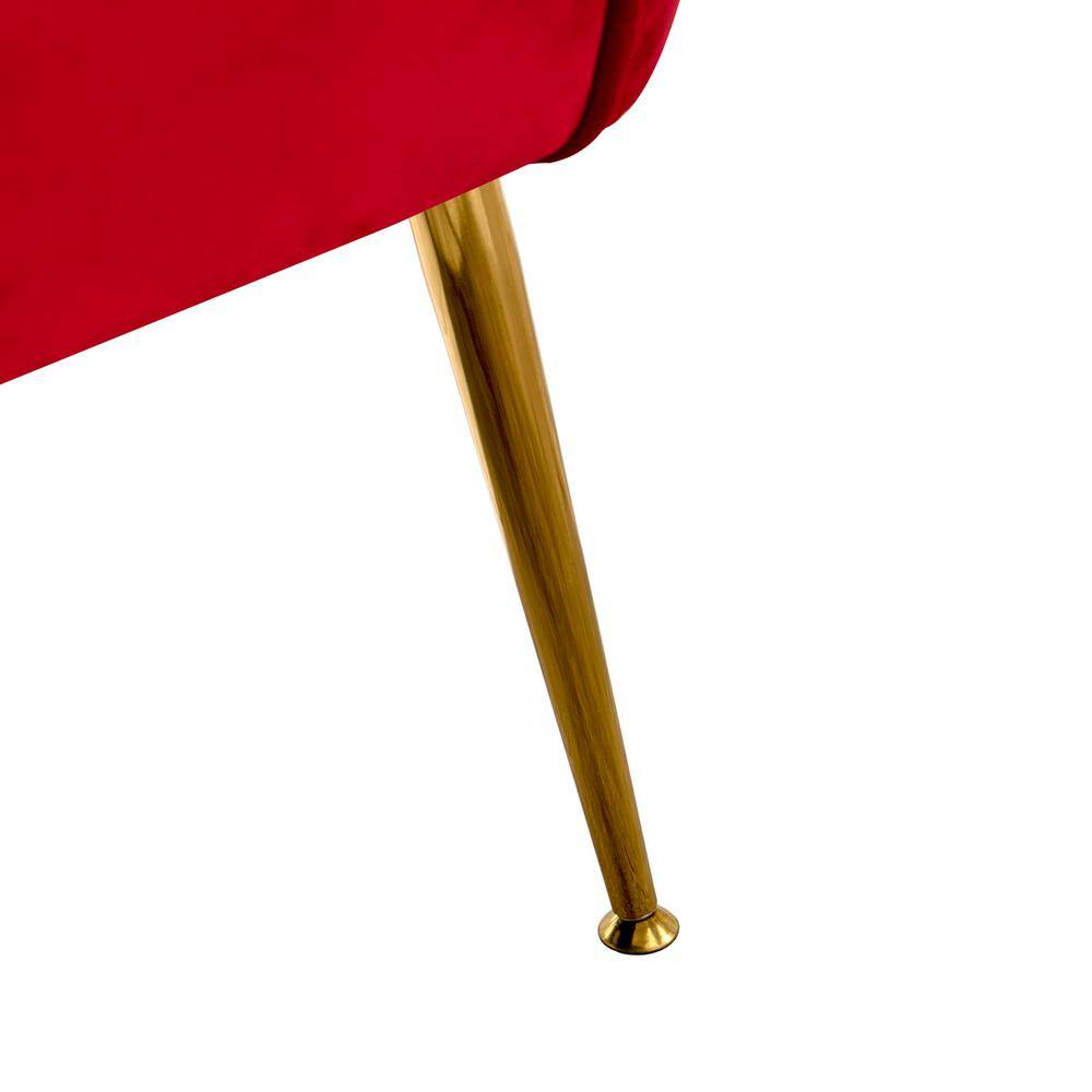 Luxurious Red Velvet 26" Mid-Century Modern Accent Chair