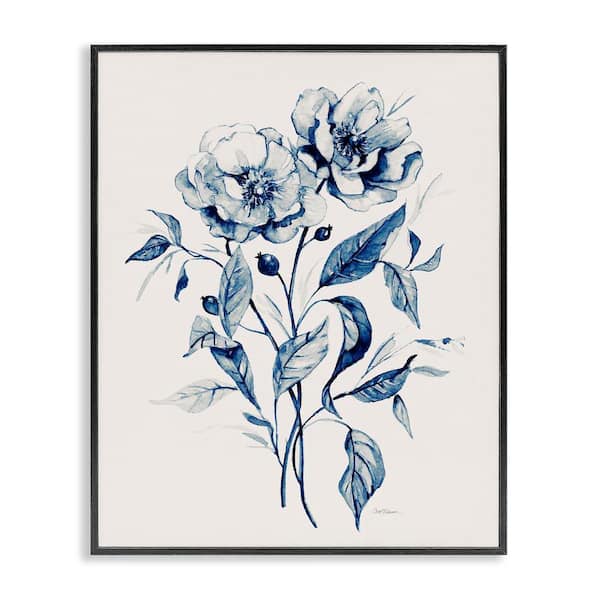 Stupell Industries Vintage Flower Bundle by Carol Robinson Black Framed Nature Giclee Art Print 30 in. x 24 in.
